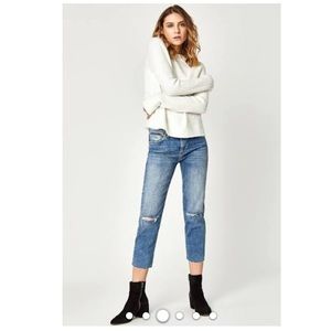 Mavi jeans - high rise, straight crop, raw hem
